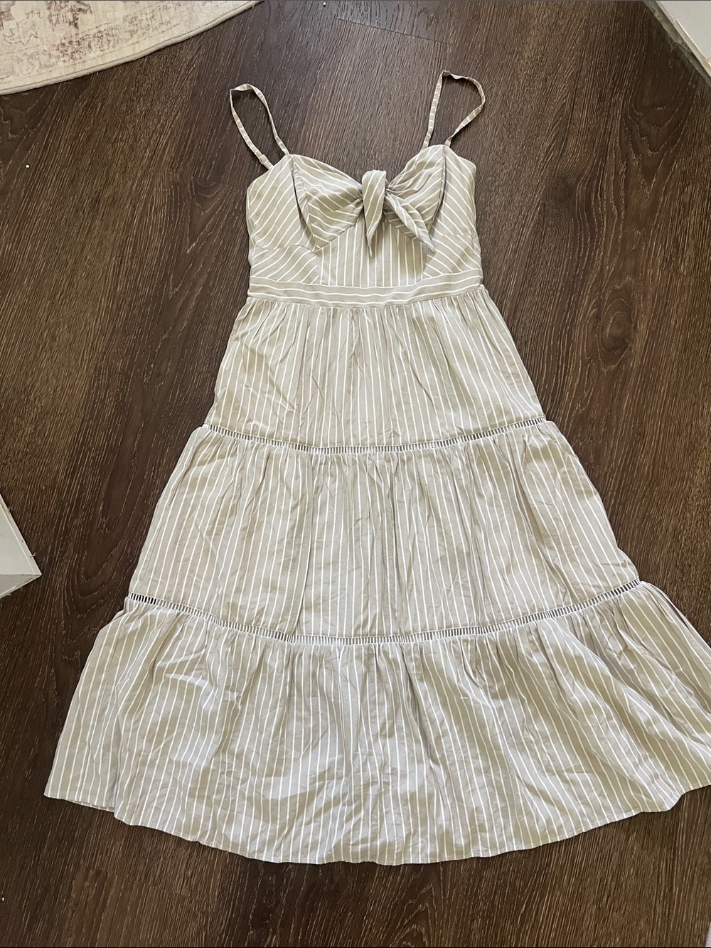 Eliza J Cream & White Striped Tie-Front Tiered Sundress beautiful!